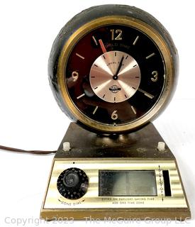 1960’s Brass Zonemaster World Globe Time Zone Brass Clock.  Missing Glass Face and Untested