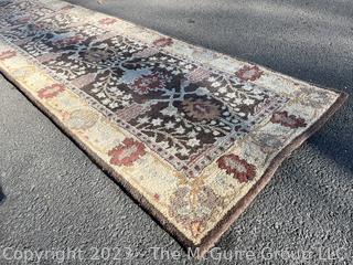 Beige and Brown Kaleen India Wool  Area Rug Runner by Woolmark.  31" x 108"