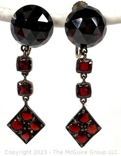 Victorian Bohemian Garnet Drop Earrings 