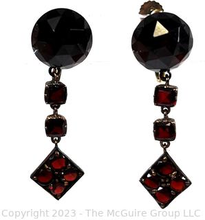 Victorian Bohemian Garnet Drop Earrings 