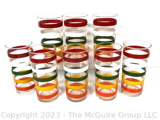 Set of 8 Hazel Atlas 1950s Fiesta Stripe Cocktail Tumblers