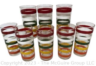 Set of 8 Hazel Atlas 1950s Fiesta Stripe Cocktail Tumblers