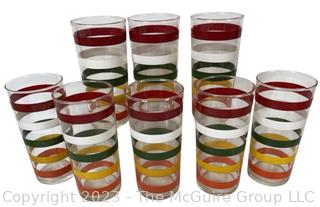 Set of 8 Hazel Atlas 1950s Fiesta Stripe Cocktail Tumblers