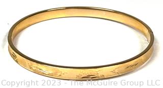 14KT Yellow Gold Bangle Bracelet Slide Closure. 5.5g