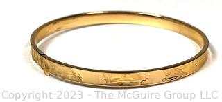 14KT Yellow Gold Bangle Bracelet Slide Closure. 5.5g