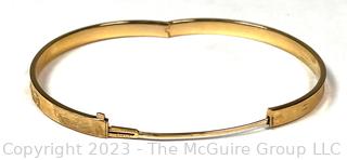 14KT Yellow Gold Bangle Bracelet Slide Closure. 5.5g