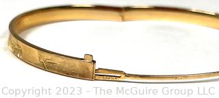 14KT Yellow Gold Bangle Bracelet Slide Closure. 5.5g