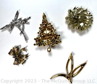 Five (5) Vintage Rhinestone Brooches 