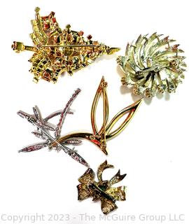 Five (5) Vintage Rhinestone Brooches 