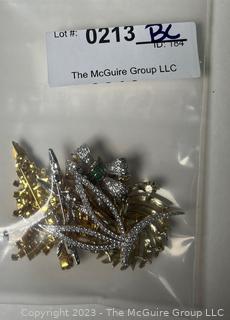 Five (5) Vintage Rhinestone Brooches 