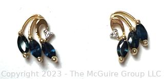 14KT Yellow Gold and Sapphire Earrings. 2.2 total gram weight