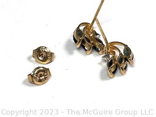 14KT Yellow Gold and Sapphire Earrings. 2.2 total gram weight