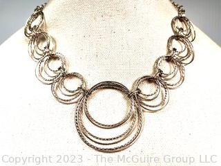 Silver Linked Circles Necklace