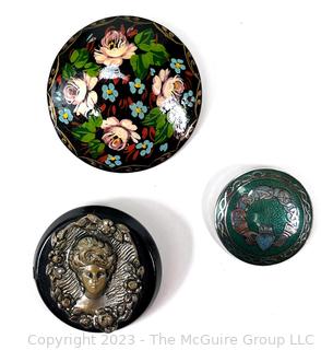 Three (3) Vintage Round Disc Brooches 