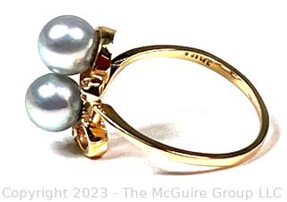 14KT Yellow Gold and Pearl Ring.  2.8 Grams Total Weight