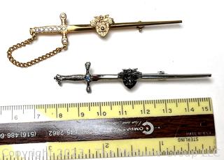 Two (2) US Military Academy West Point Class Sword Pins (was 0221BC)