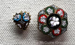 Vintage Micro Mosaic Brooch and Stick Pin Made in Italy