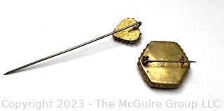 Vintage Micro Mosaic Brooch and Stick Pin Made in Italy