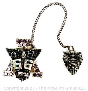 1966 USMA United States Military Academy West Point Class Pins in 10KT Yellow Gold with Amethyst Stones. (was 0225BC)