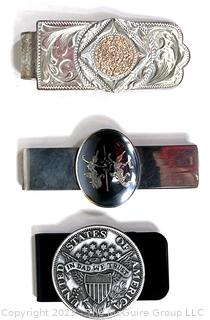 Three (3) Money Clips, 2 of which are Sterling