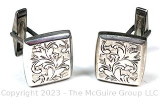 Pair of Sterling Silver Embossed Cuff Links