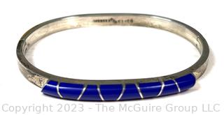 Two (2) Sterling Silver Bracelets Inlaid with Abalone and Lapis