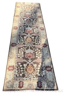 Beige and Brown Kaleen India Wool  Area Rug Runner by Woolmark.  31" x 108"