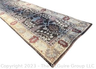 Beige and Brown Kaleen India Wool  Area Rug Runner by Woolmark.  31" x 108"