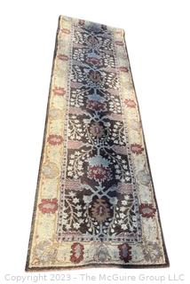 Beige and Brown Kaleen India Wool  Area Rug Runner by Woolmark.  31" x 108"