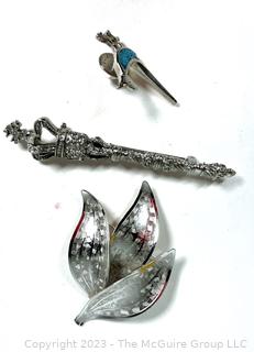 Three (3) Silver Brooches