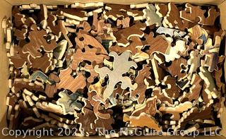 Vintage Wood Jigsaw Puzzle with Whimsy Shaped Pieces
