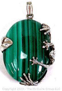 Malachite with Sterling Silver Frog Surround. Pendant