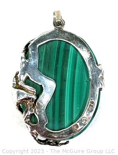 Malachite with Sterling Silver Frog Surround. Pendant