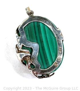 Malachite with Sterling Silver Frog Surround. Pendant