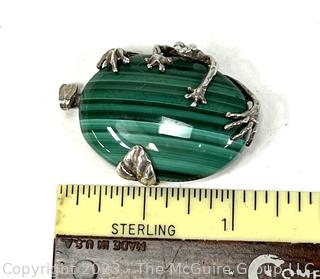 Malachite with Sterling Silver Frog Surround. Pendant