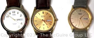 Three (3) Vintage Men's Wristwatches Including Seiko & Timex