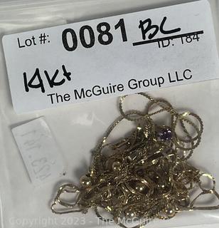 Group of 14KT Yellow Gold Chains.  8.5g total weight