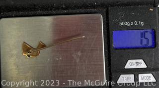 Gold Toned Egyptian Nefertiti Pharaoh Brooch Hat Pin