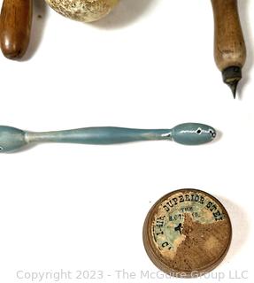 Vintage Sewing Tools Including Wood Darning Egg Forms