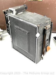 Antique 4" x 5" GRAFLEX Speed Graphic Large Format View Camera With OPTAR F/4.7 135mm and OPTAR F/6.8 90mm Lenses and Film Holders in Carrying Case.  (was 52JT)