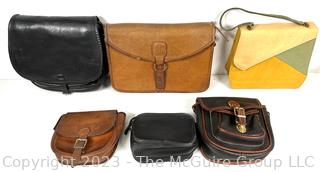 Six (6) Vintage Handbags and Purses.  Included Black Leather Medics Back