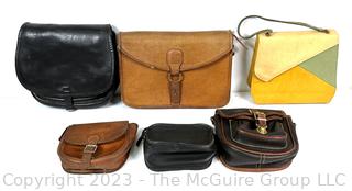 Six (6) Vintage Handbags and Purses.  Included Black Leather Medics Back