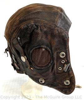 WWII Leather Aviator Pilot Cap or Helmet with Strap, Name on Inside Edwards (was 0272JT)