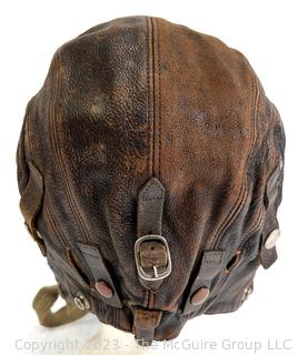 WWII Leather Aviator Pilot Cap or Helmet with Strap, Name on Inside Edwards (was 0272JT)