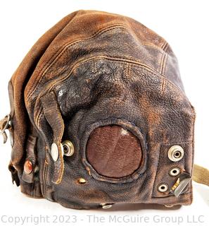 WWII Leather Aviator Pilot Cap or Helmet with Strap, Name on Inside Edwards (was 0272JT)