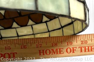 Large Hanging Leaded Glass Tiffany Style Pendant Lamp.  21" diameter  