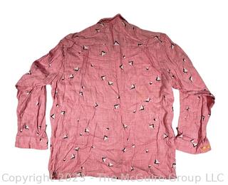 Pink Graphic Print Vintage Adam Men's Button Front Shirt (was 26)