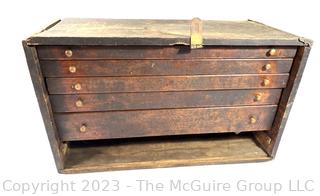 Multi Drawer Wood Machinist Tool Chest. Missing Bottom Drawer 11 x 20 x 9"T (was 110CM)