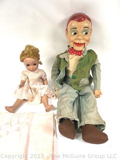 1950's Paul Winchell's Jerry Mahoney Ventriloquist Dummy with Composition Head and Composition American Character Doll