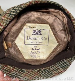 Two (2) British Hats Including Canvas M Doniger LTD Bucket Fishing Hat with WWII Pins and Tweed Newsies by Dunn & Co.